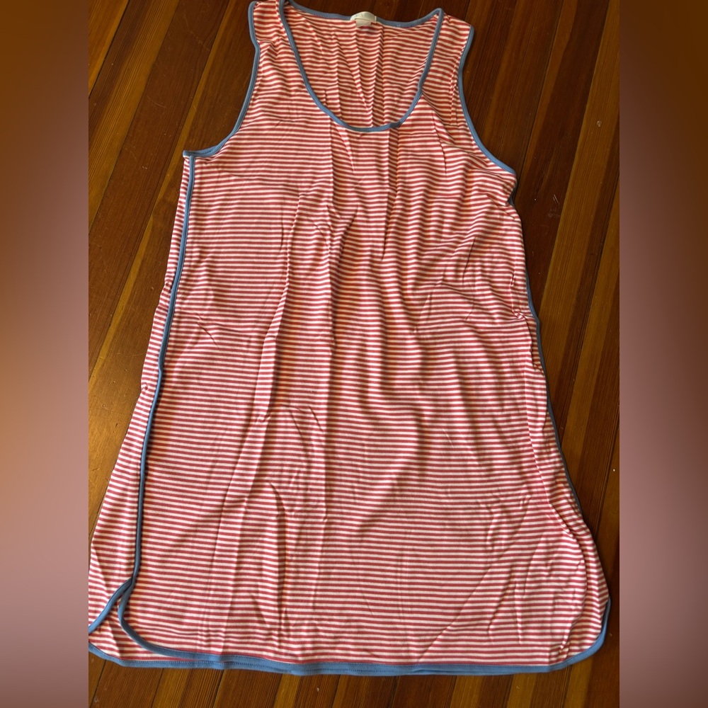 Lake Pajamas Pima Tank Gown in Cobalt Coastal Stripe
